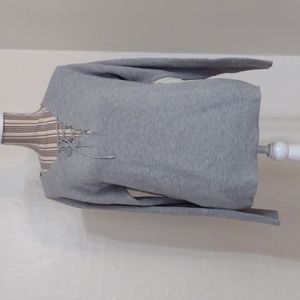 Peyton Primrose Gray Ribbed Stretch Knit Lace Up Sweater Size L NWT